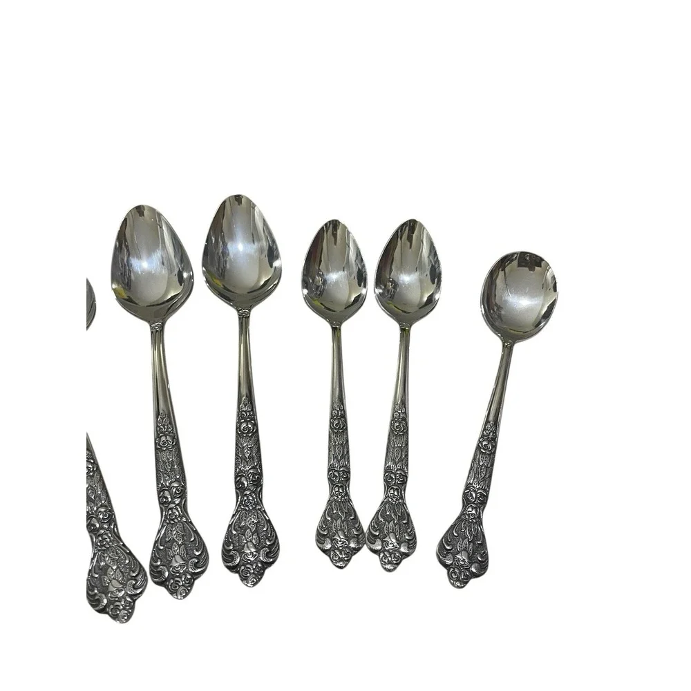 Set Of 9 Spoons VERSAILLES Stainless By MSI Japan Serving Soup Dinner MCM Floral